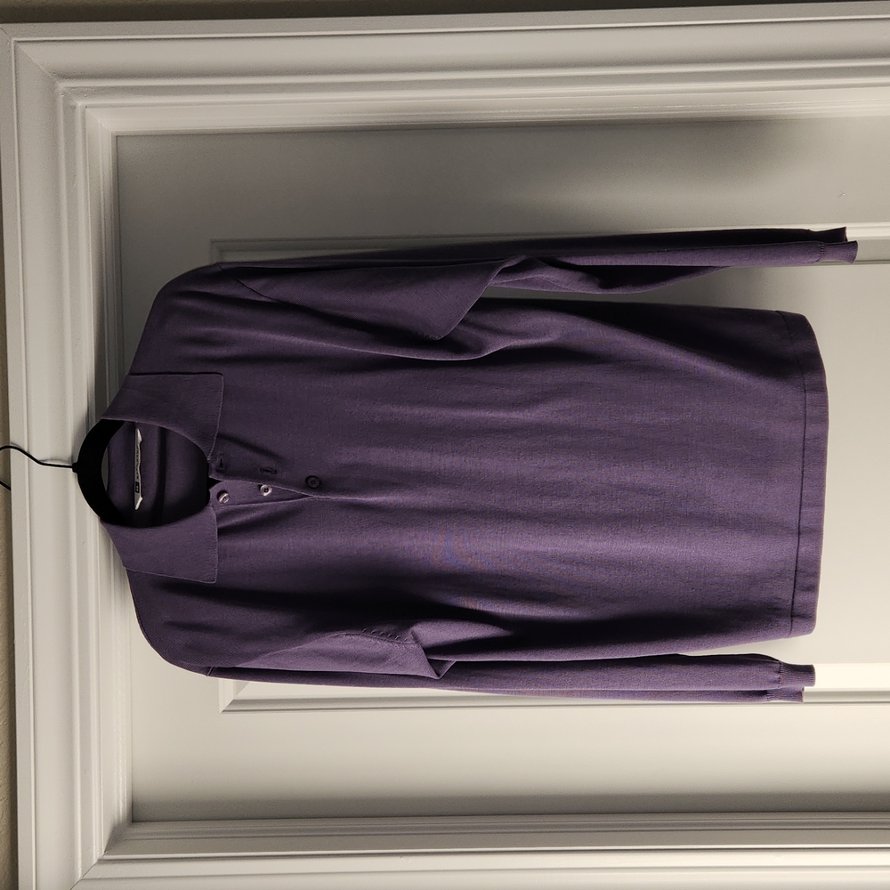 Men's Bachrach Purple Knit Long Sleeve Polo